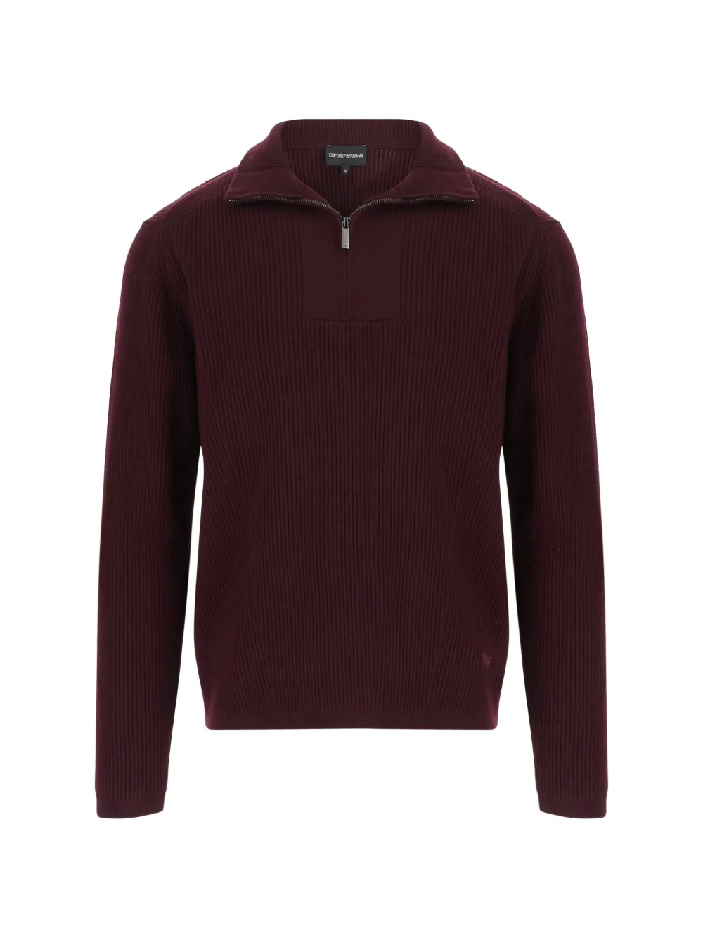 Emporio Armani half-zip ribbed-knit polo shirt - Rosso