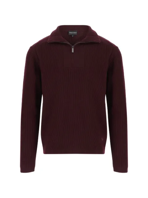 Emporio Armani half-zip ribbed-knit polo shirt