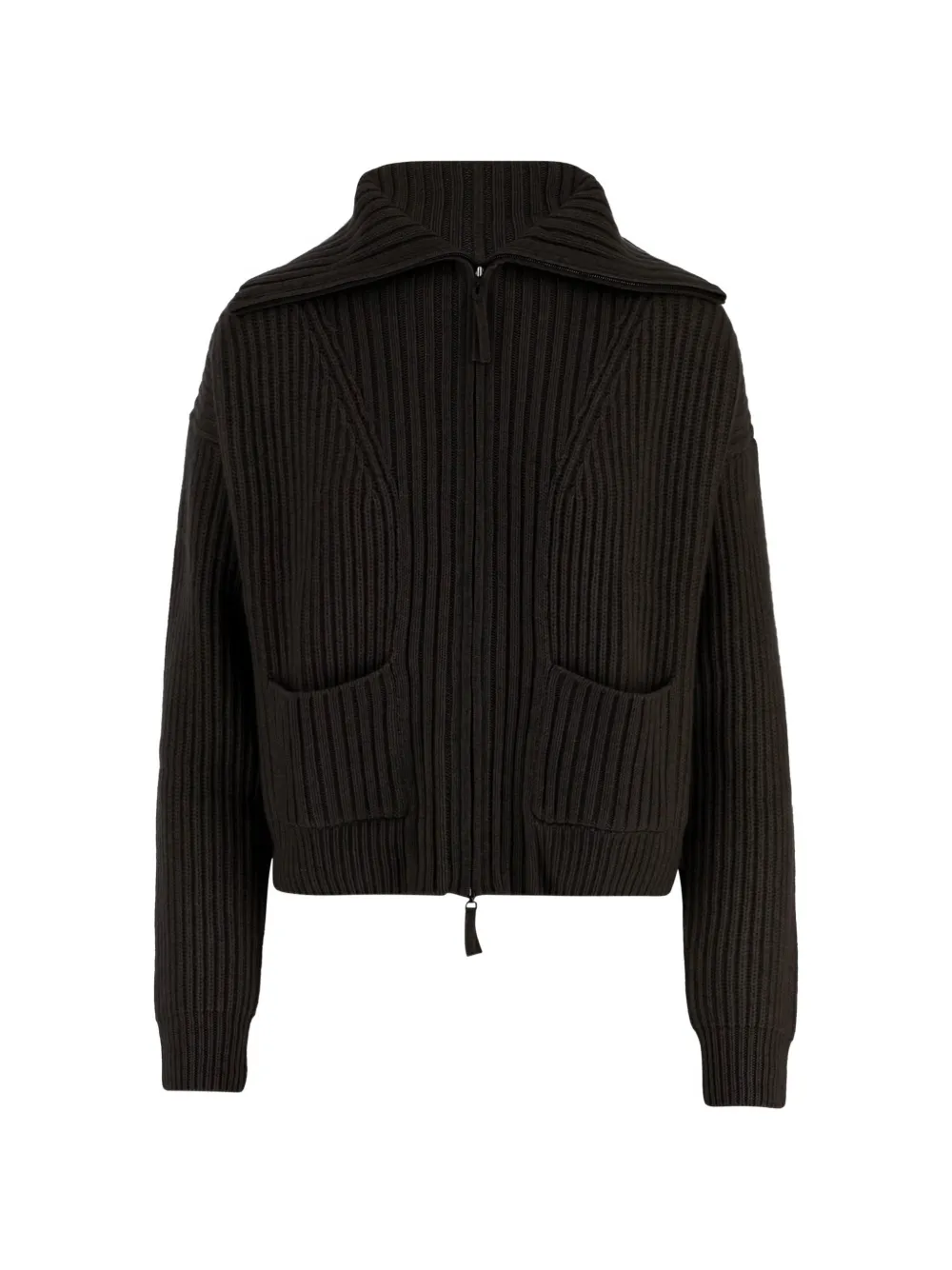 Arch4 Ribbed-knit Cardigan In Brown