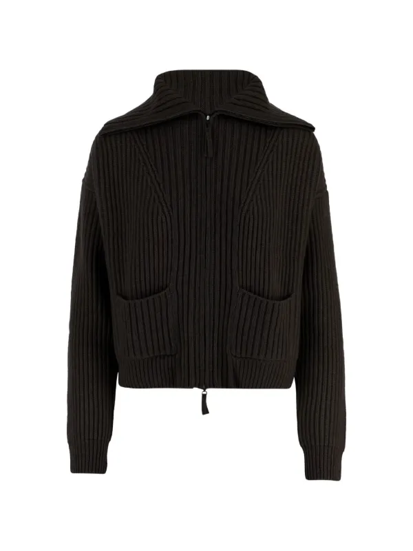 Arch4 Ribbed-knit Cardigan in Brown