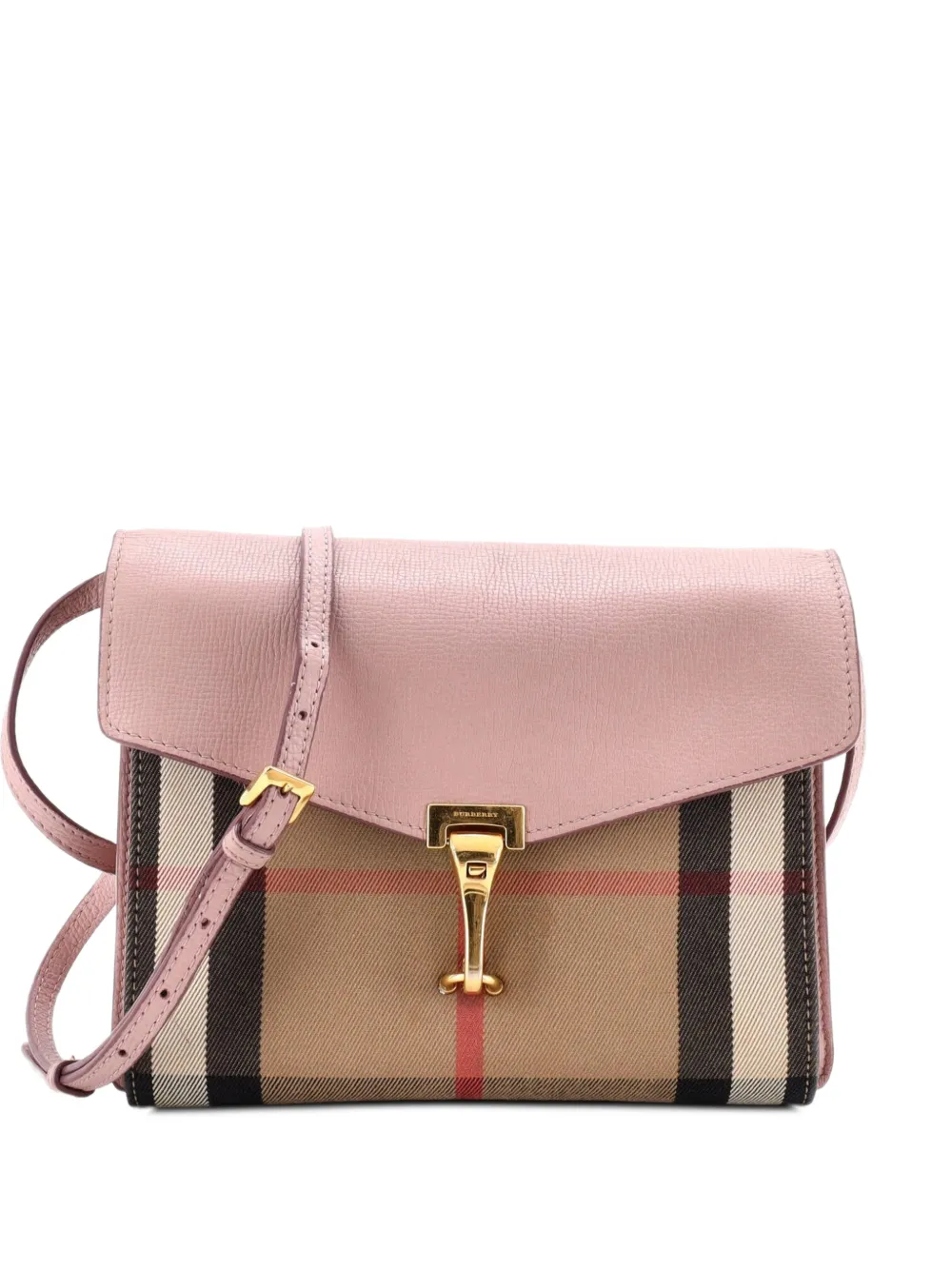 Burberry Pre-Owned Macken Leather and House Check Canvas Small crossbody bag - Pink