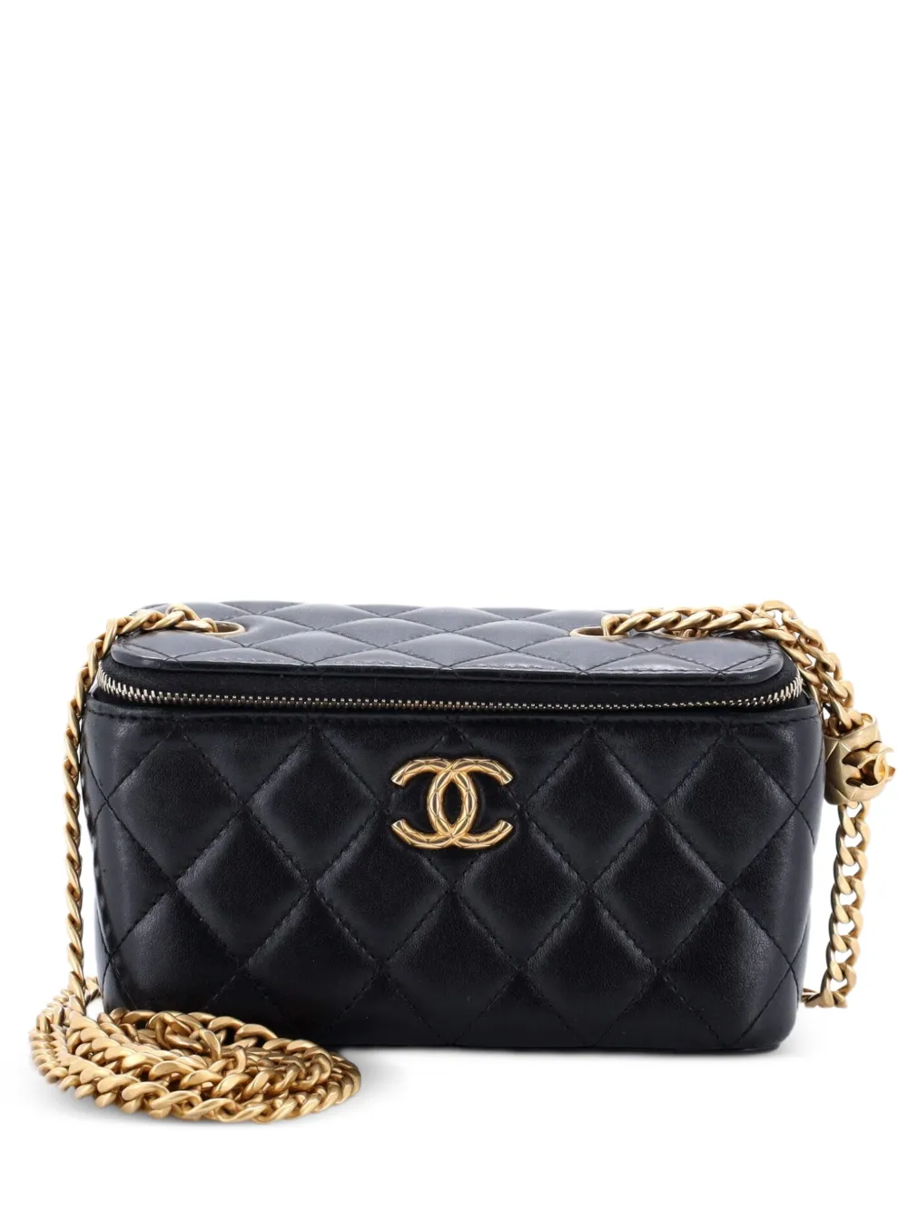 CHANEL Pre-Owned All Slide Long Vanity Case with Chain Quilted Lambskin Small crossbody bag - Nero