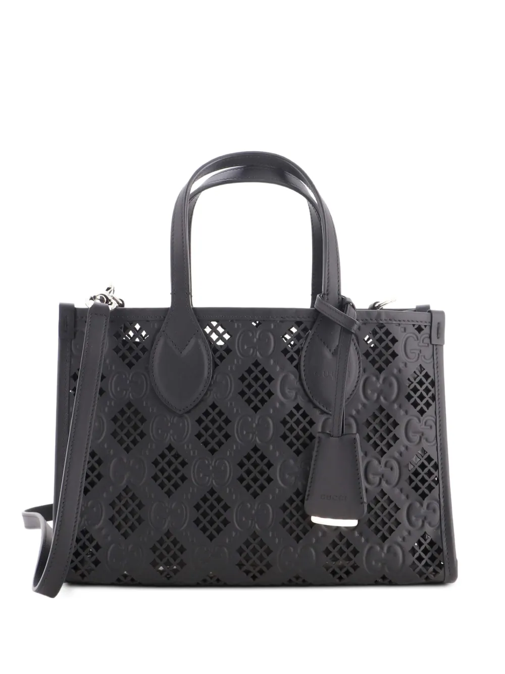 Gucci Pre-Owned petit cabas Convertible GG médium en cuir à découpes au laser - Noir Gucci Pre-Owned petit cabas Convertible GG médium en cuir à découpes au laser - Noir