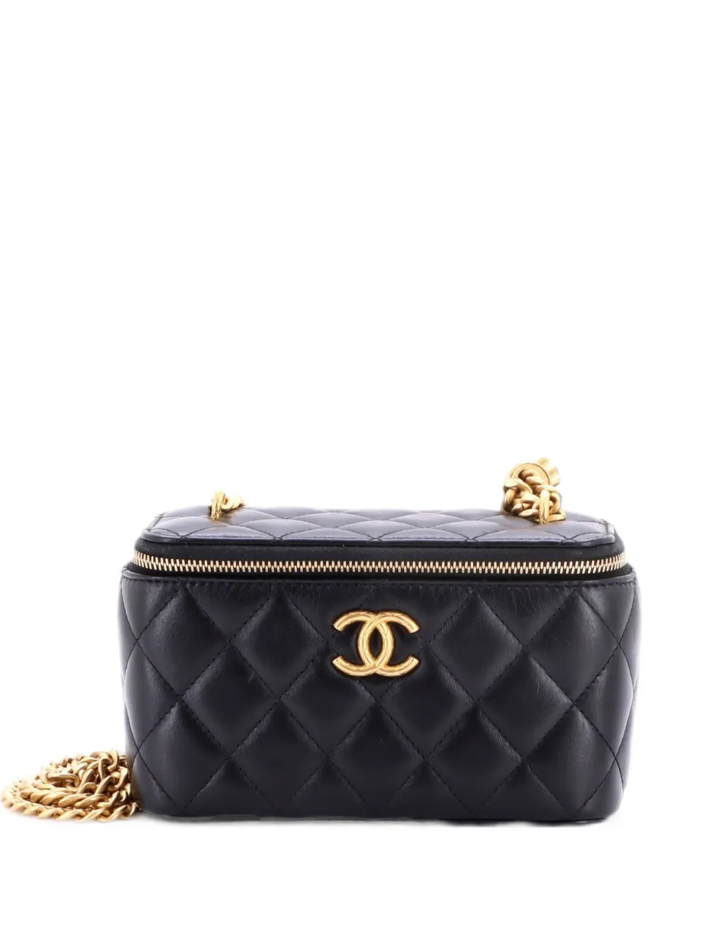 CHANEL Pre-Owned All Slide Long Vanity Case with Chain Quilted Lambskin Small crossbody bag - Nero