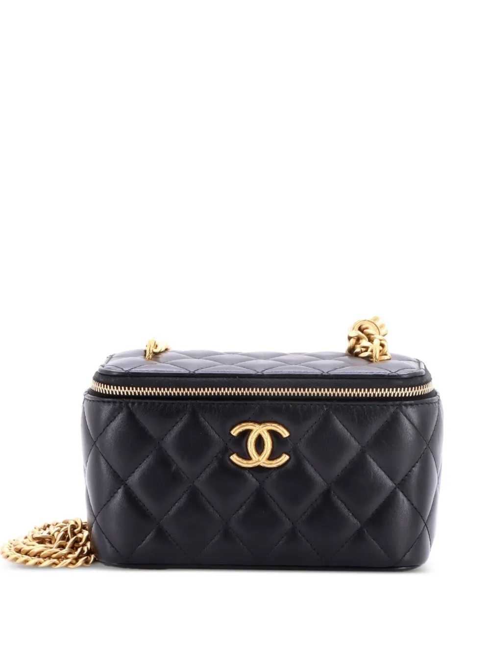 CHANEL Pre-Owned All Slide Long Vanity Case with Chain Quilted Lambskin Small crossbody bag - Nero