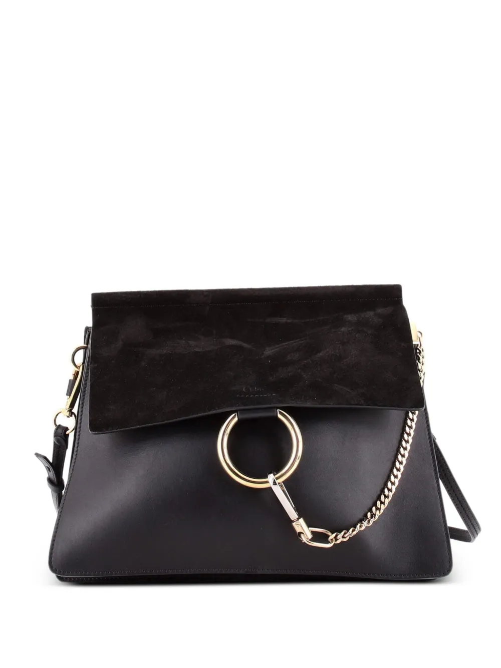 Chloé Pre-Owned Mittelgroße Faye Schultertasche aus Leder und Wildleder - Schwarz