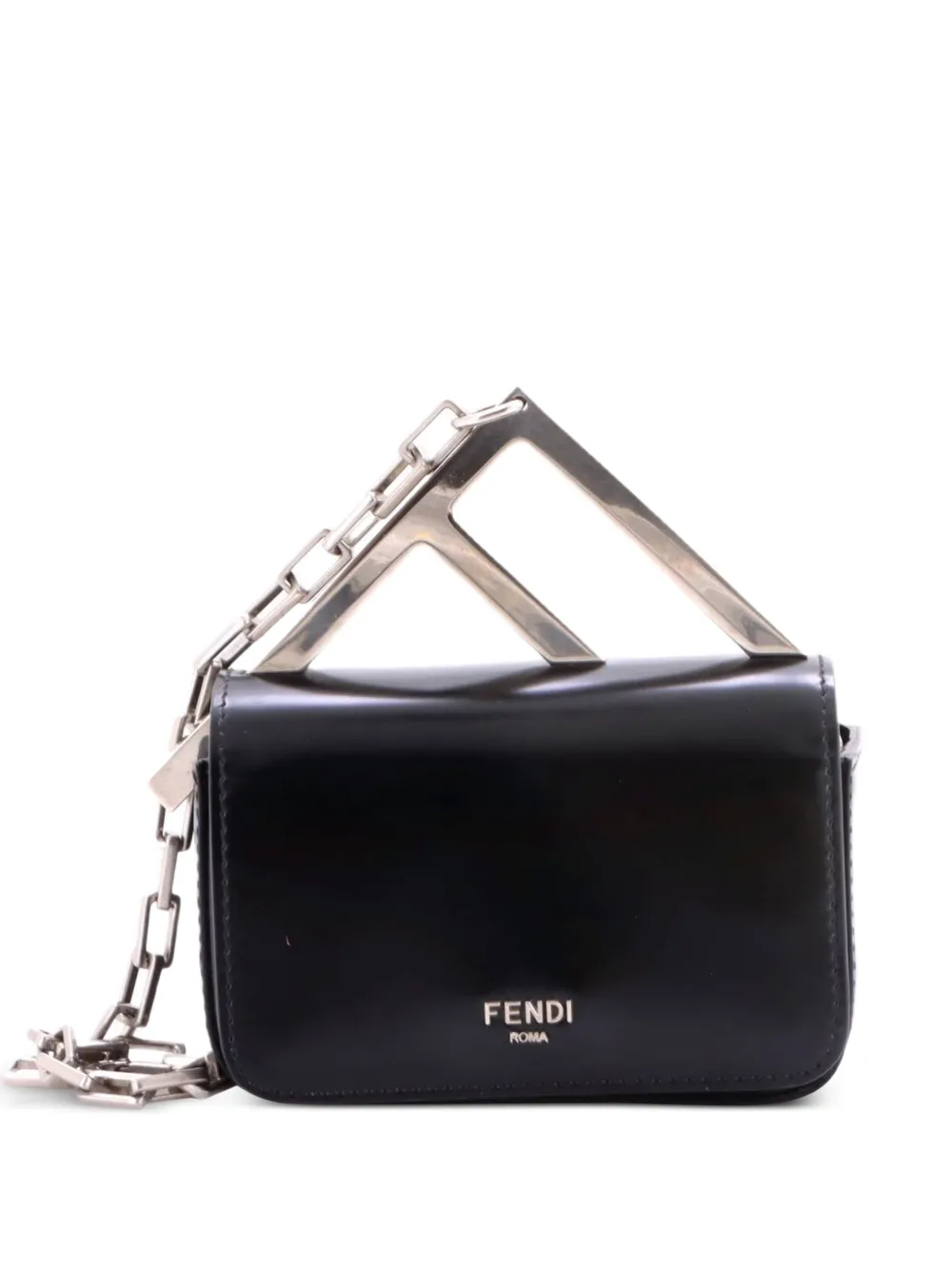 Fendi Pre-Owned pochette FF Chain en cuir Nano - Noir Fendi Pre-Owned pochette FF Chain en cuir Nano - Noir