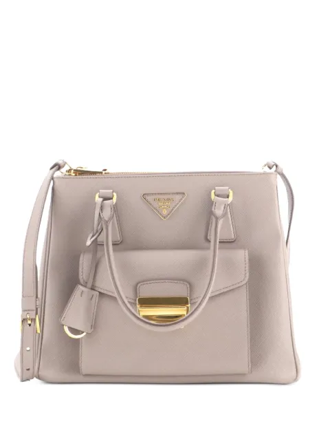 Prada Pre-Owned Front Pocket Double Zip Lux Saffiano Leather Small tote bag