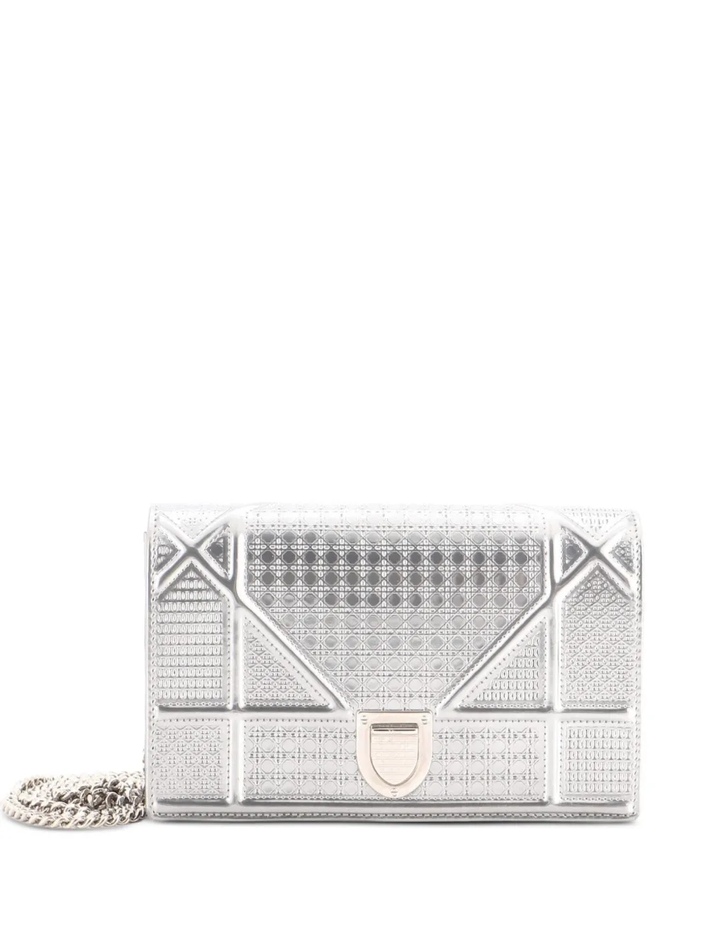Christian Dior Pre-Owned Diorama Wallet on Chain Cannage Embossed Calfskin clutch bag - Argento
