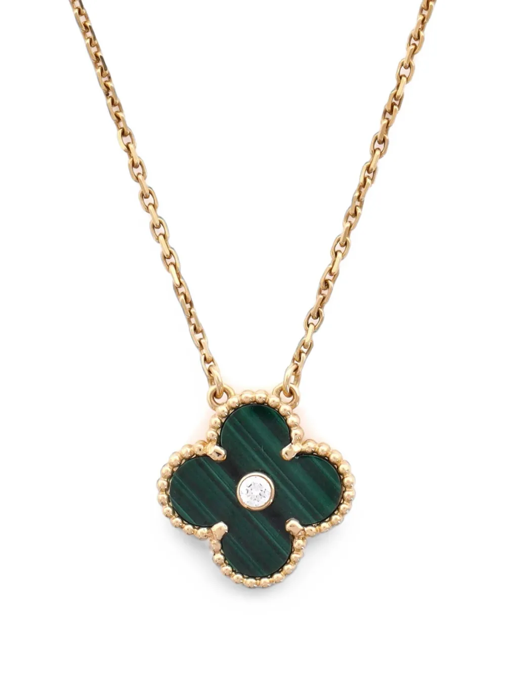 Van Cleef & Arpels Pre-Owned 18kt Vintage Alhambra Gelbgoldhalskette mit Malachit-Anhänger