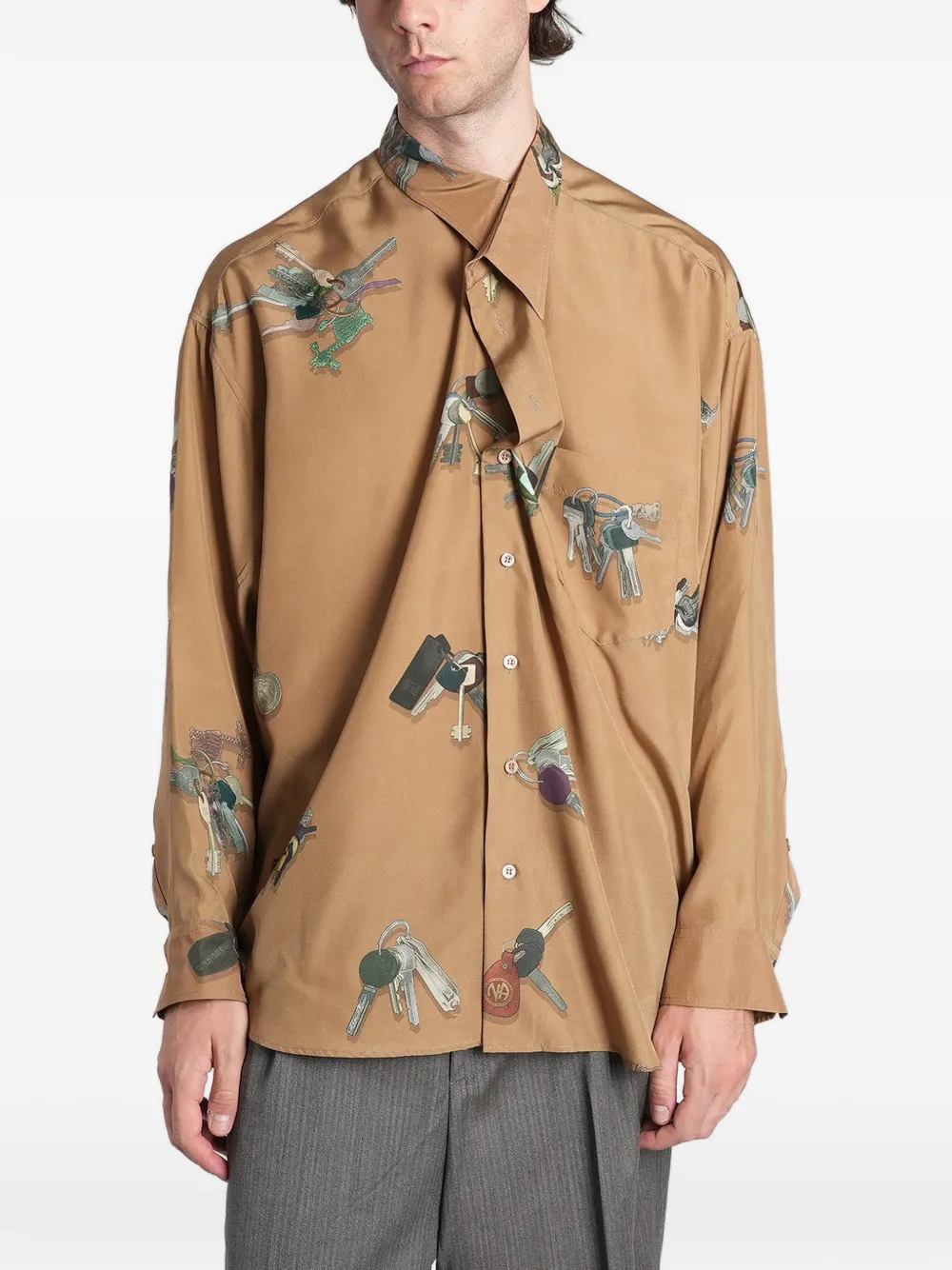 Magliano key-print draped shirt