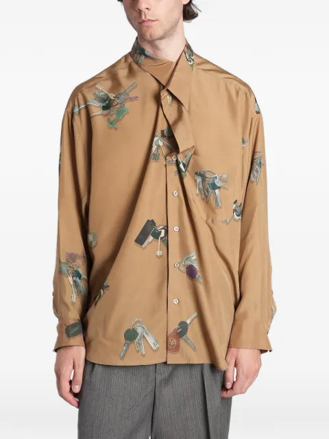 Magliano key-print draped shirt