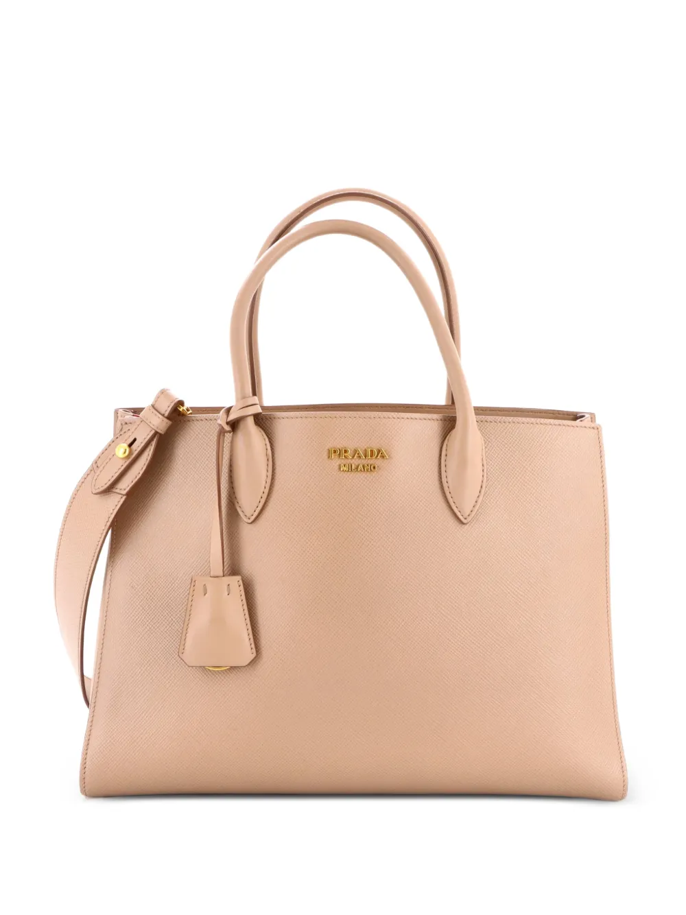 Prada Pre-Owned Side Pleat Saffiano Leather Large tote bag - Toni neutri