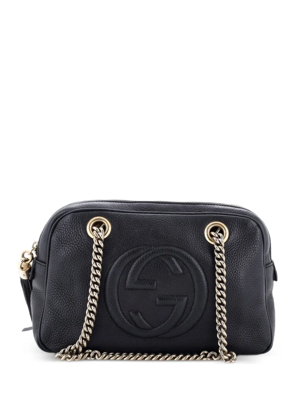 Gucci Pre-Owned Kleine Soho Schultertasche aus Leder mit Kettenriemen und Reißverschluss - Schwarz