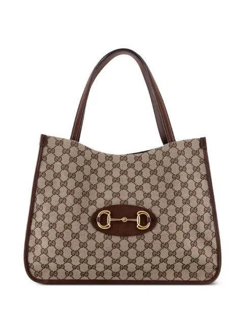 Gucci Pre-Owned Horsebit 1955 GG Canvas with Leather Medium tote bag