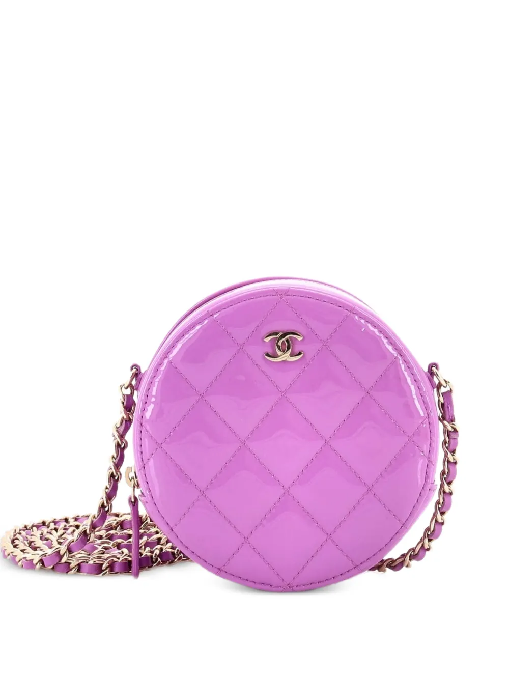 CHANEL Pre-Owned Round Clutch with Chain Quilted Patent Mini crossbody bag - Viola