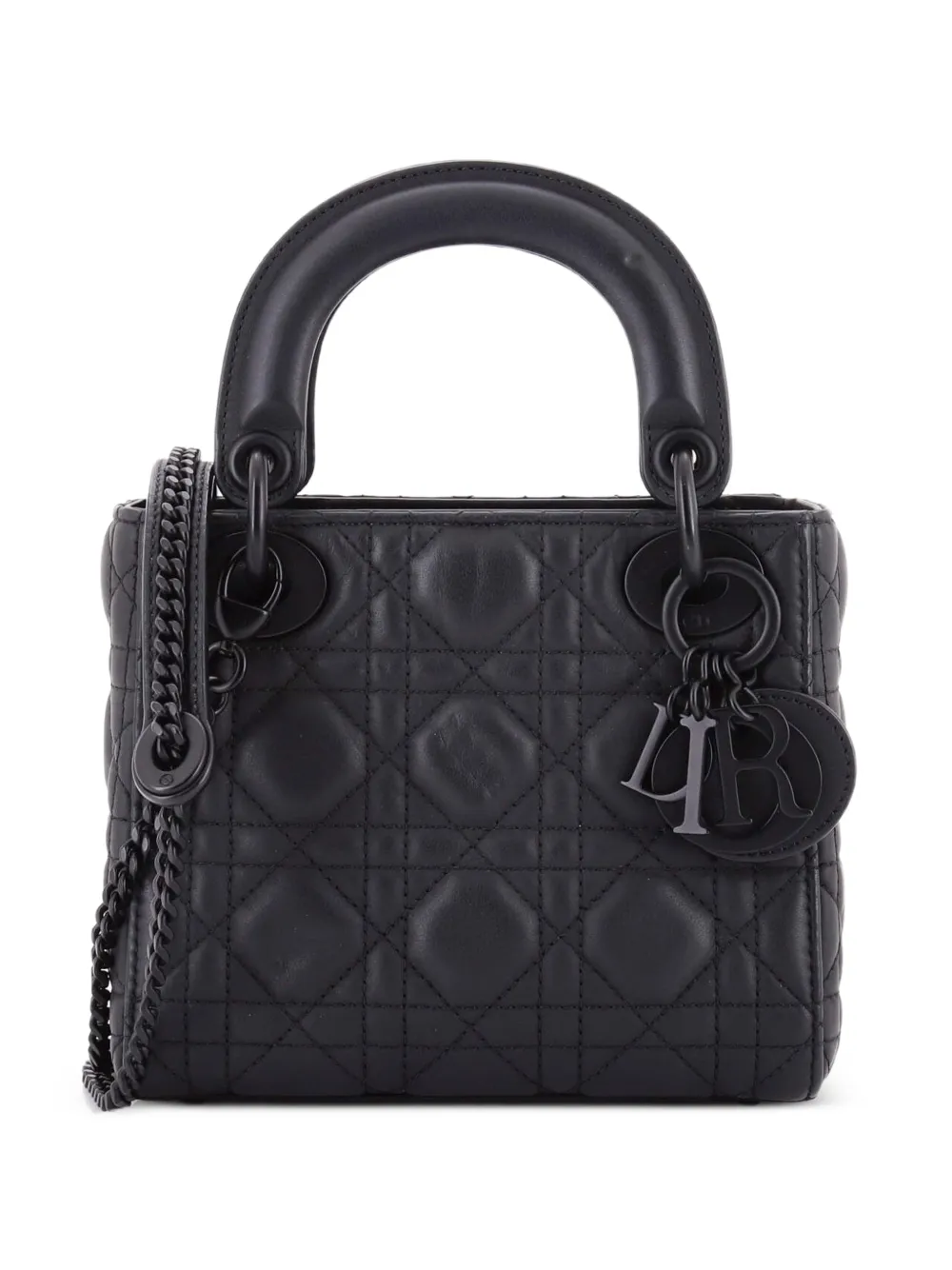 Christian Dior Pre-Owned Mini Ultra Matte Lady Dior Cannage Schultertasche mit Kette - Schwarz