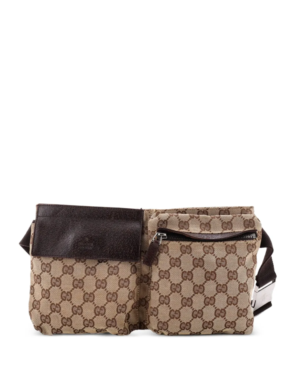 Gucci Pre-Owned petit sac banane Vintage Double GG en toile et cuir - Marron