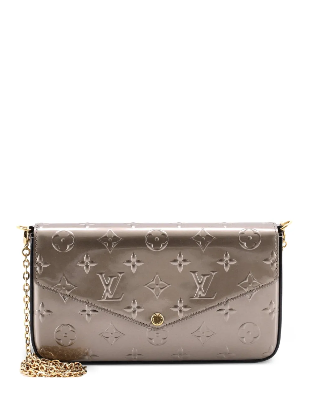 Louis Vuitton Pre-Owned Felicie Pochette Limited Edition Vernis Schultertasche im Metallic-Look mit Monogramm - Grau