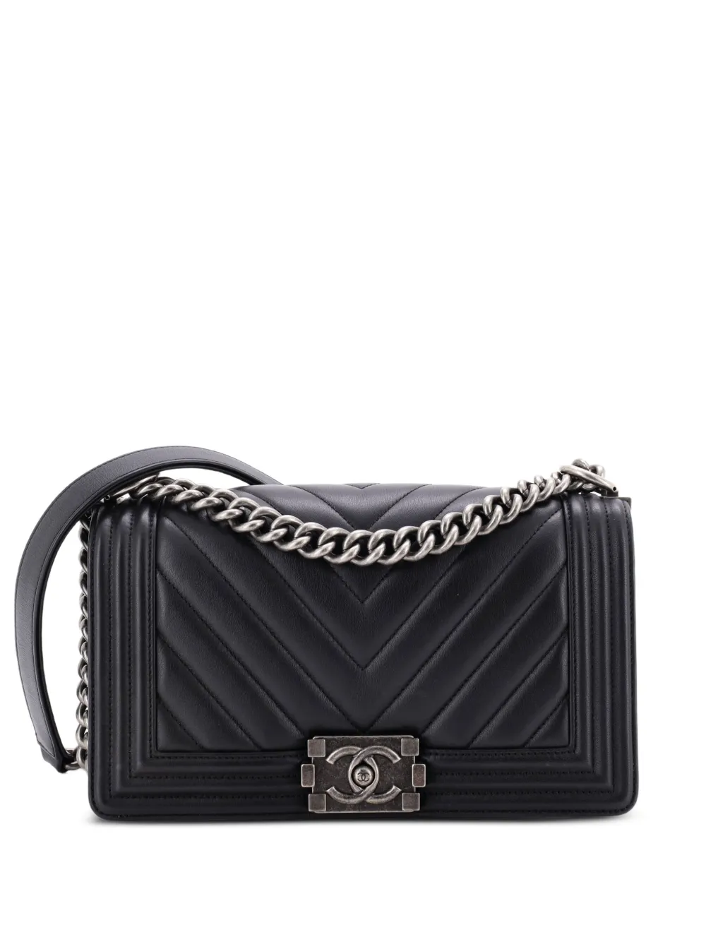 CHANEL Pre-Owned Boy Flap Bag Chevron Calfskin Old Medium shoulder bag - Nero