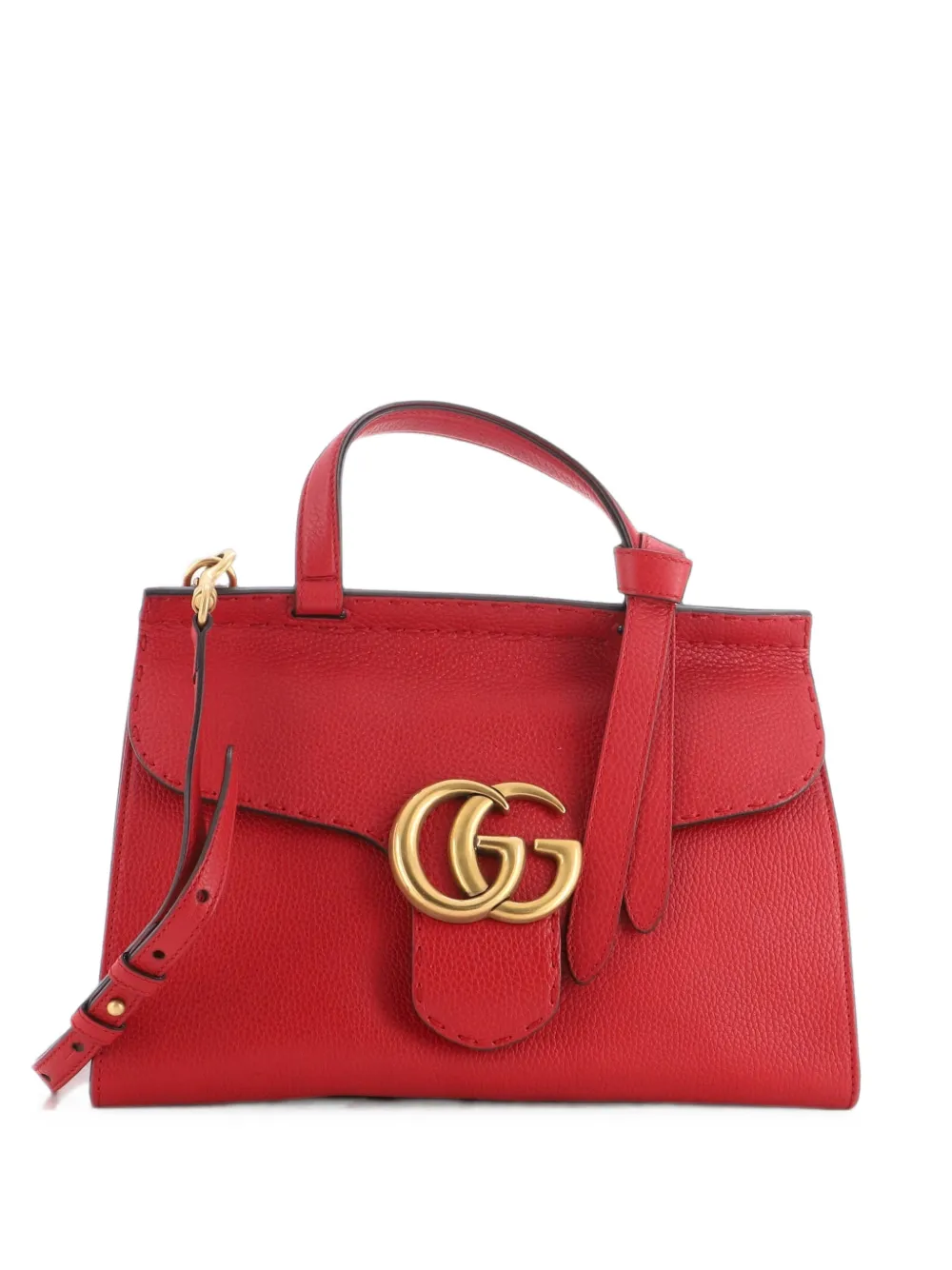Gucci Pre-Owned GG Marmont Top Handle Bag Leather Small satchel - Rosso