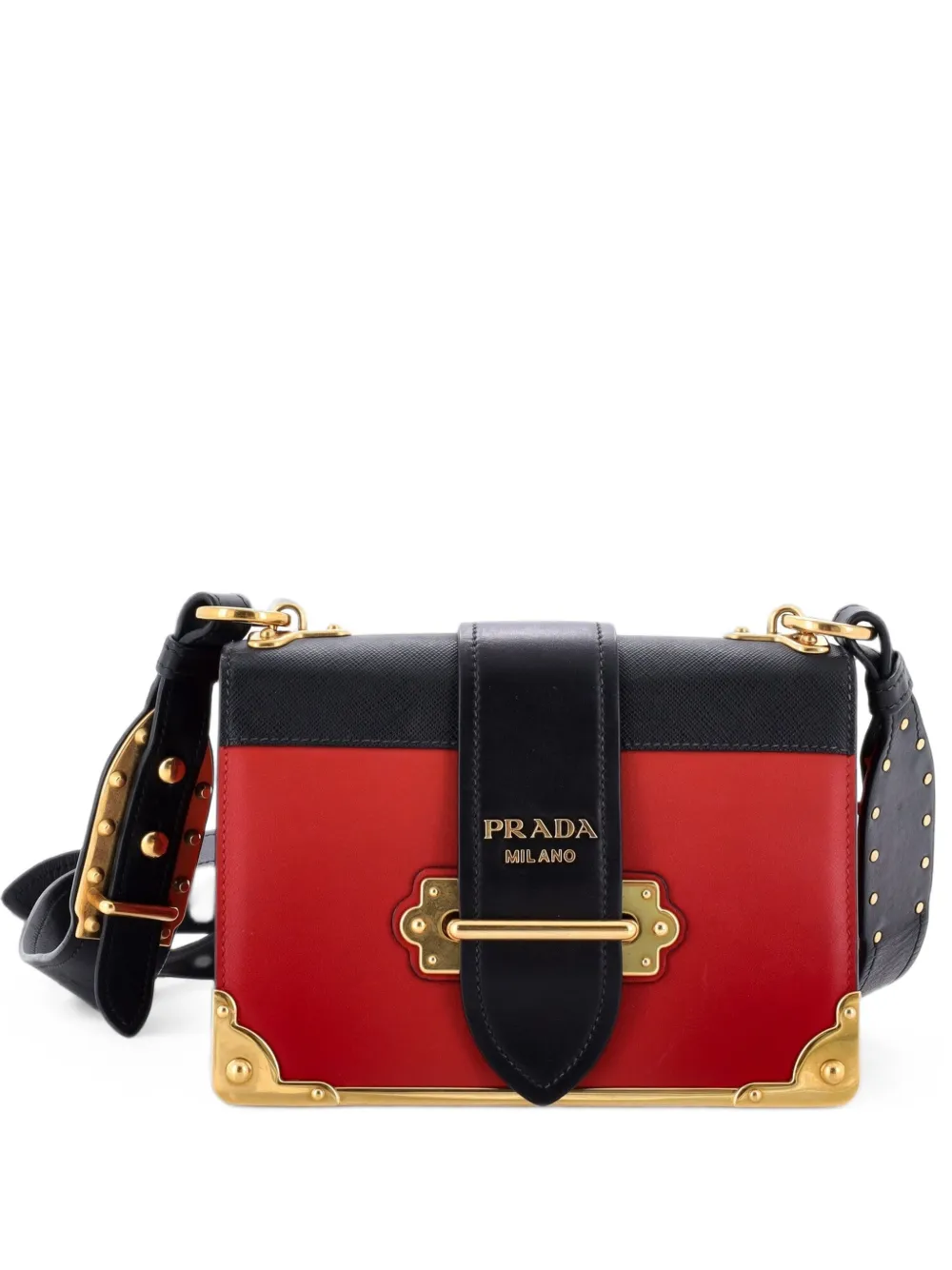 Prada Pre-Owned Cahier Leather and Saffiano Leather Small crossbody bag - Nero