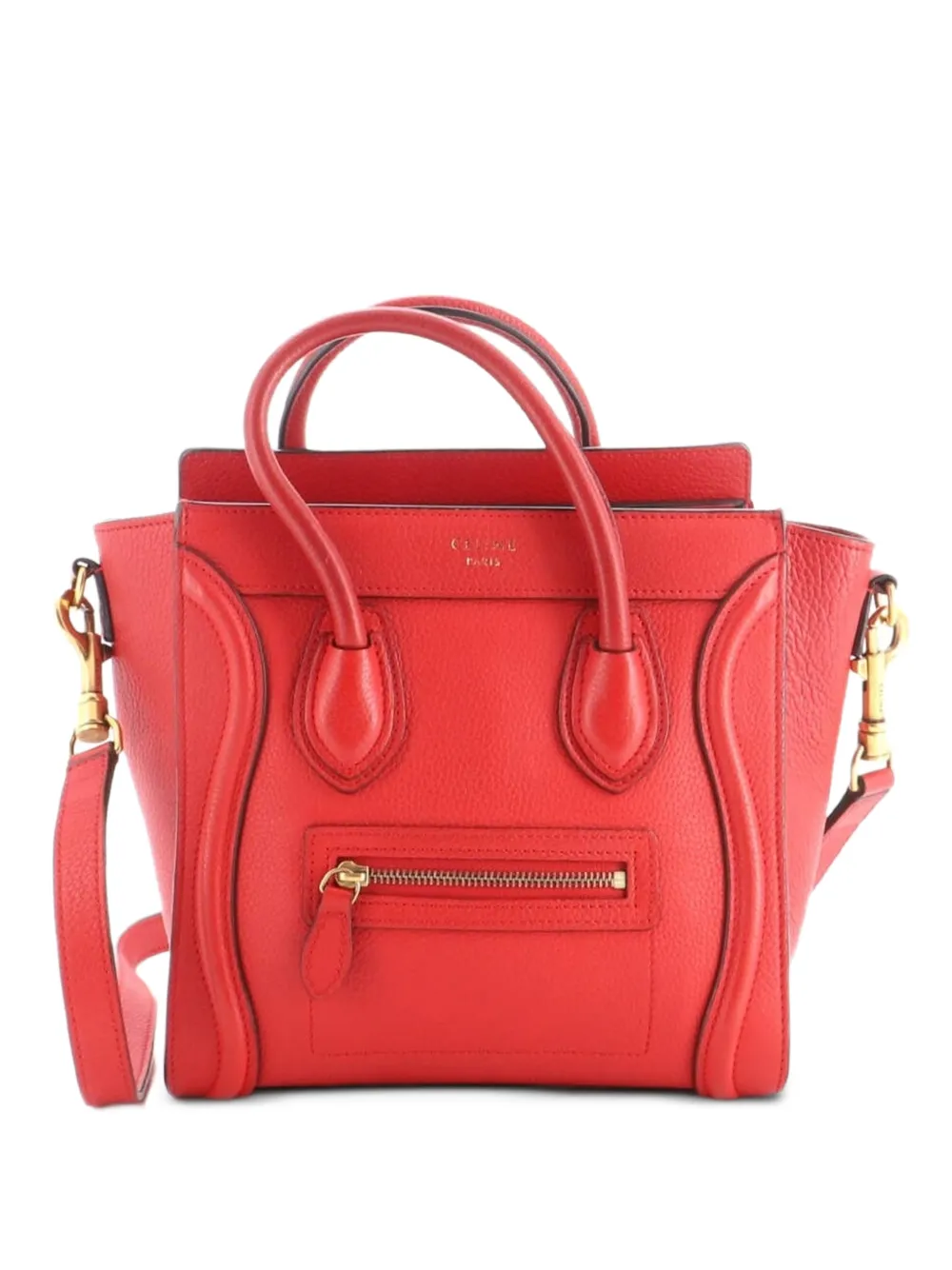 Celine Pre-Owned Luggage Bag Nano Umhängetasche aus gekörntem Leder - Rot