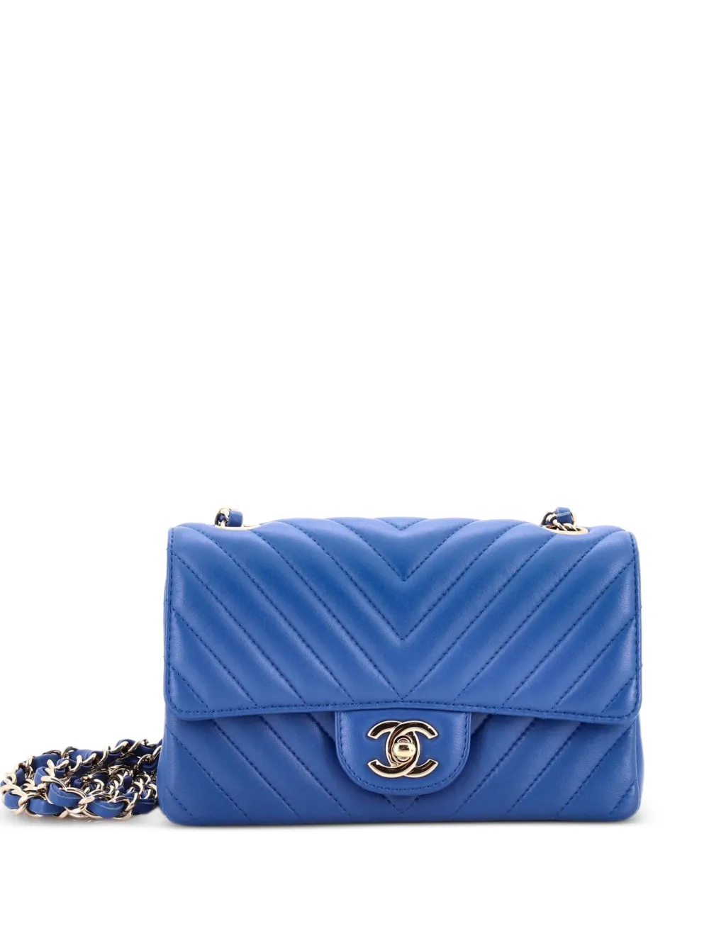 CHANEL Pre-Owned Classic Single Flap Bag Chevron Lambskin Mini shoulder bag - Blu