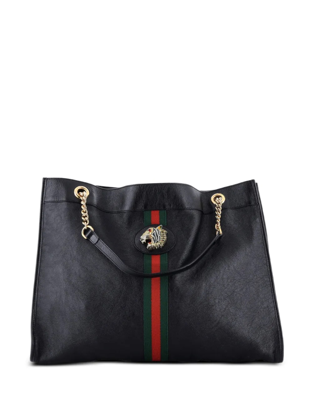 Gucci Pre-Owned grand sac cabas Rajah Chain en cuir - Noir Gucci Pre-Owned grand sac cabas Rajah Chain en cuir - Noir