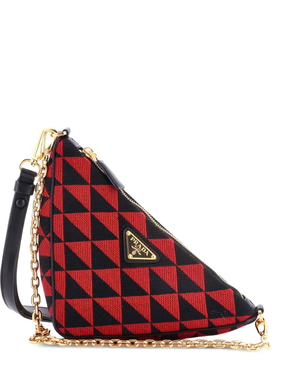 Prada Pre-Owned Symbole Triangle Bag Leather and Jacquard Mini shoulder bag - Multicolore