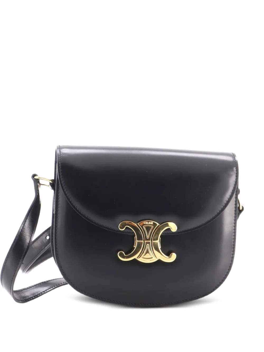 Celine Pre-Owned sac porté épaule à rabat Triomphe Besace Clea Flap Bag en cuir - Noir