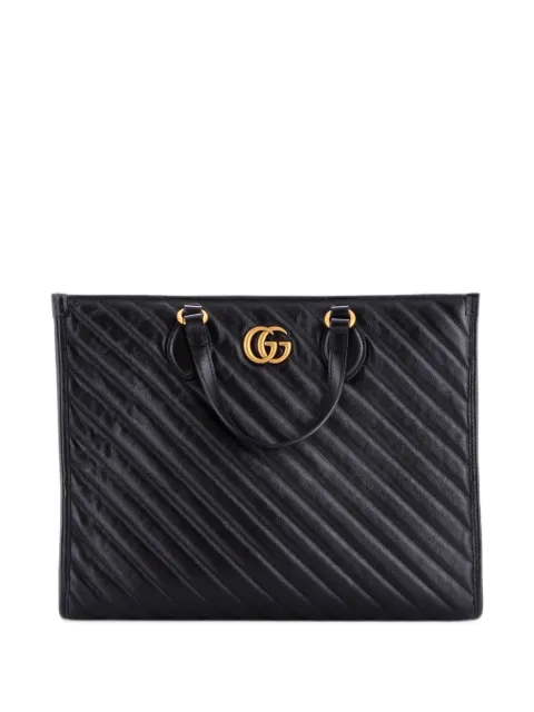 Gucci Pre-Owned GG Marmont Shopping Diagonal 绗缝皮质中号手提包