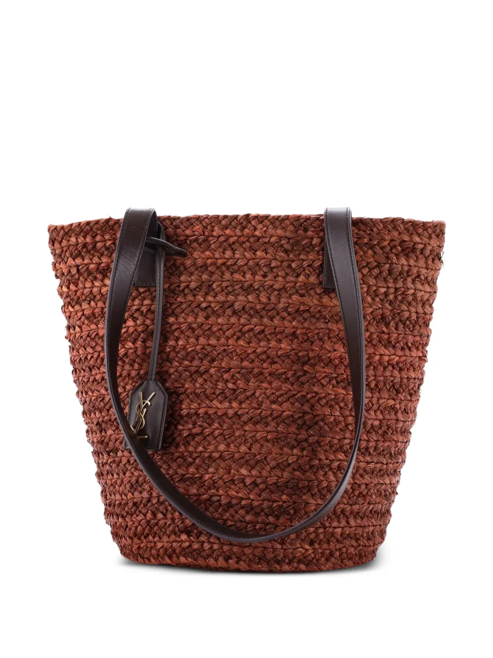 Saint Laurent Pre-Owned petit cabas Panier Basket Shopper en raphia - Marron Saint Laurent Pre-Owned petit cabas Panier Basket Shopper en raphia - Marron
