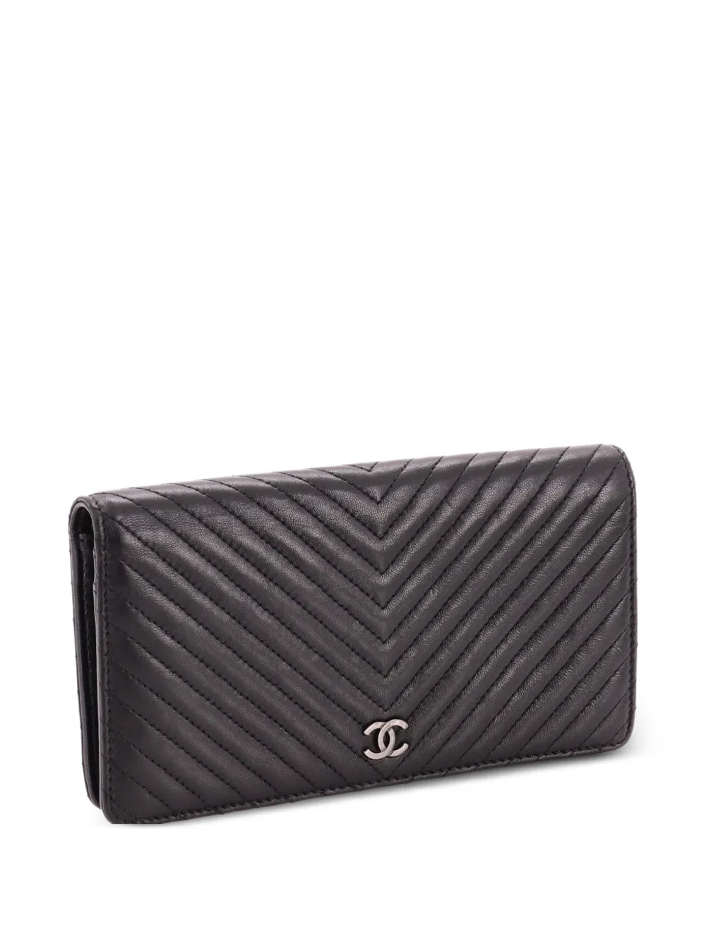 CHANEL Pre-Owned So Black L-Yen Wallet Chevron Lambskin small wallets