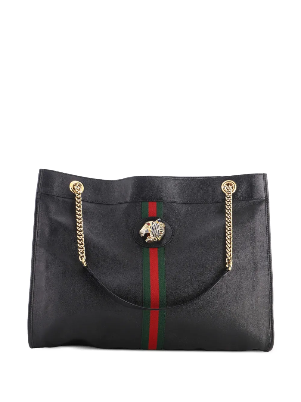 Gucci Pre-Owned Rajah Chain Leather Large tote bag - Black