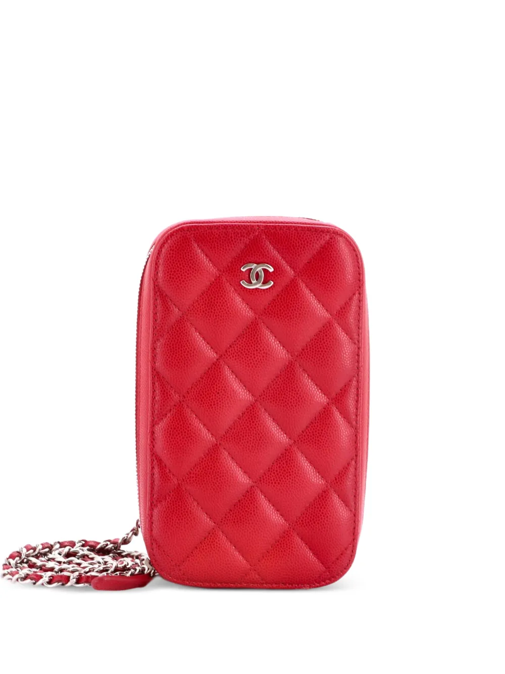CHANEL Pre-Owned Zip Around Phone Case with Chain Quilted Caviar crossbody bag - Rosso