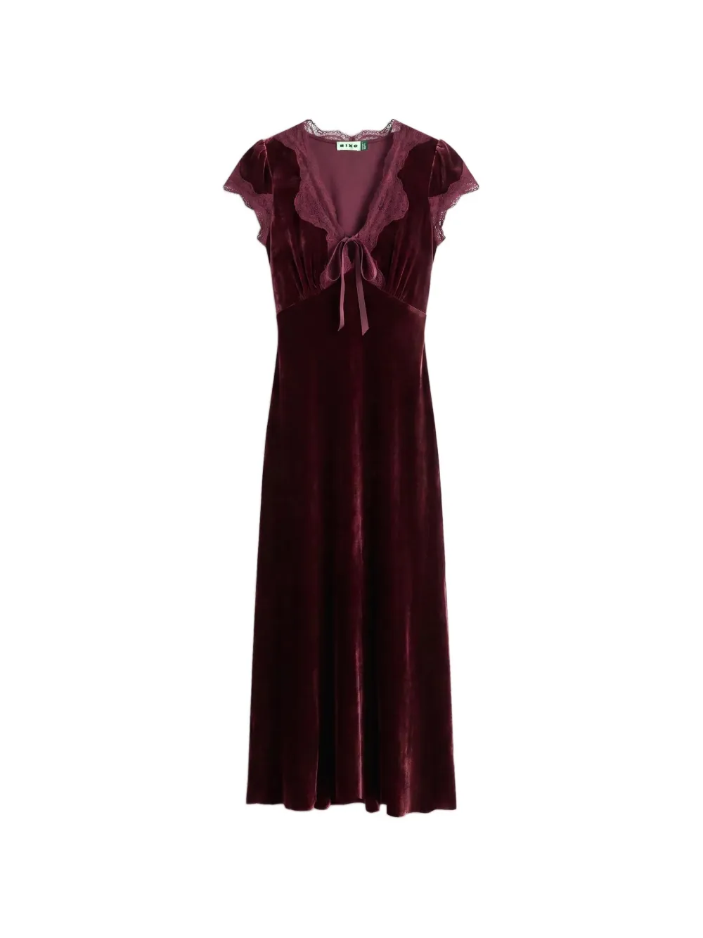 Rixo Amari lace-trim velvet midi dress