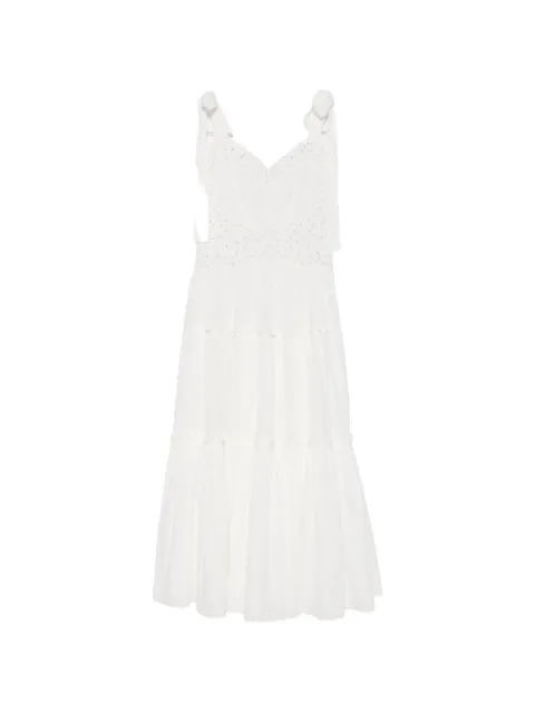 Chloé vestido largo a capas con bordado inglés