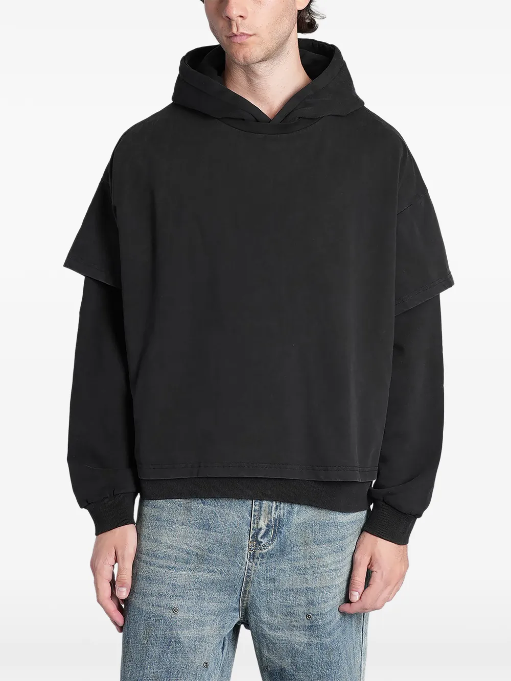 Found Layered-effect Hoodie In Black