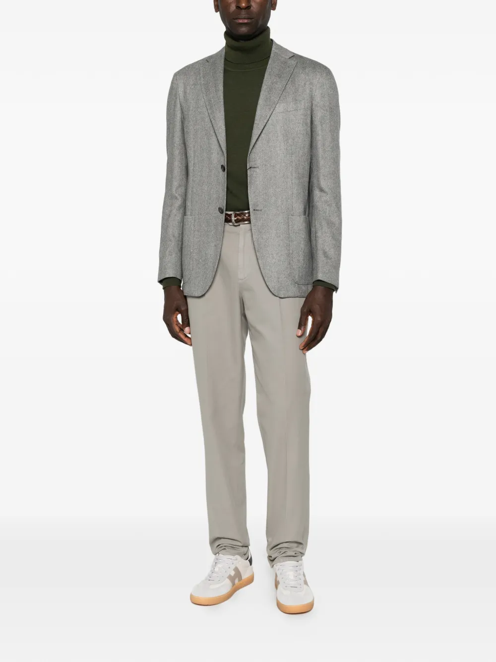 Corneliani Whisper herringbone blazer Grijs