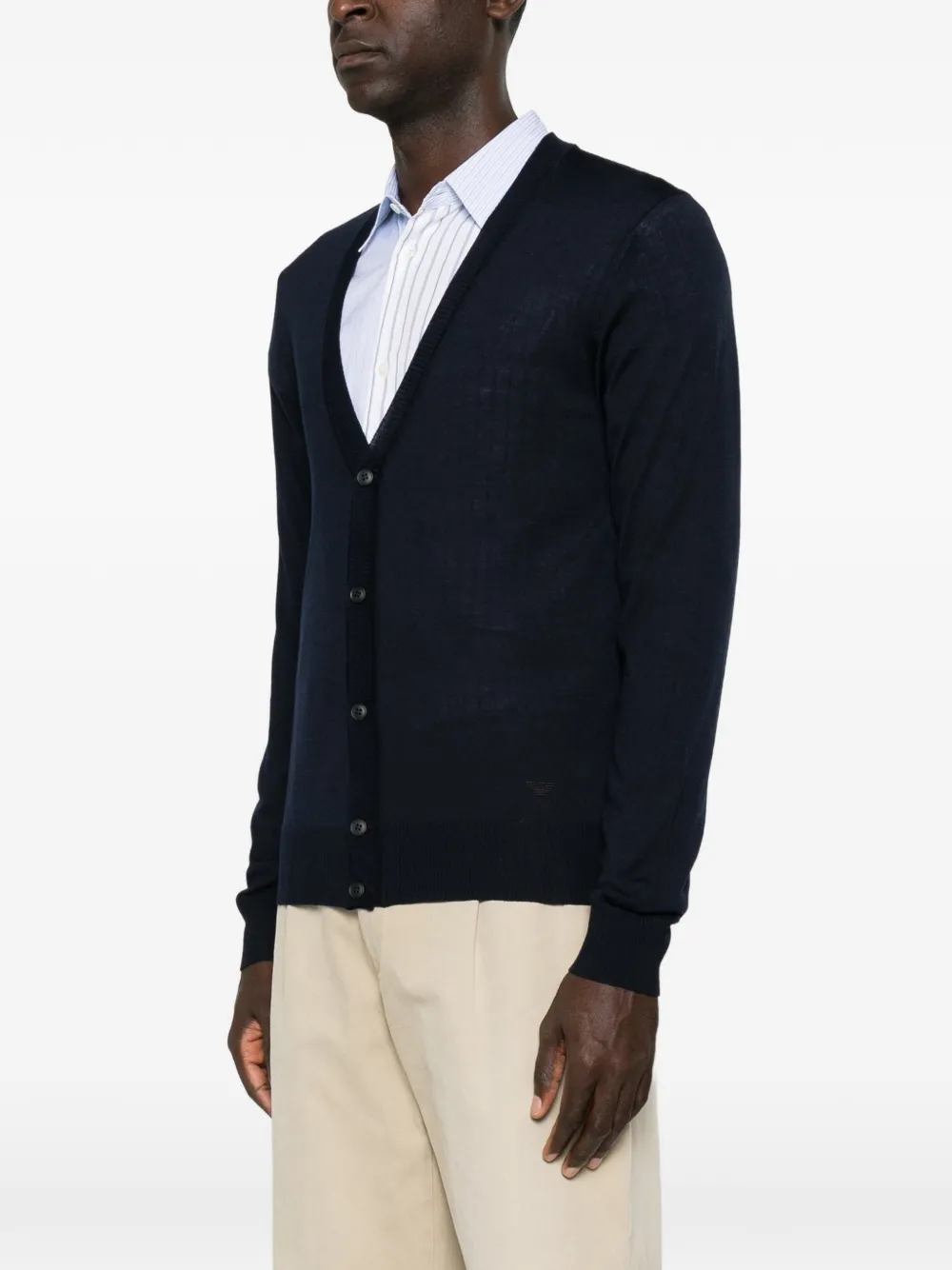 Emporio Armani Button-up vest met V-hals Blauw