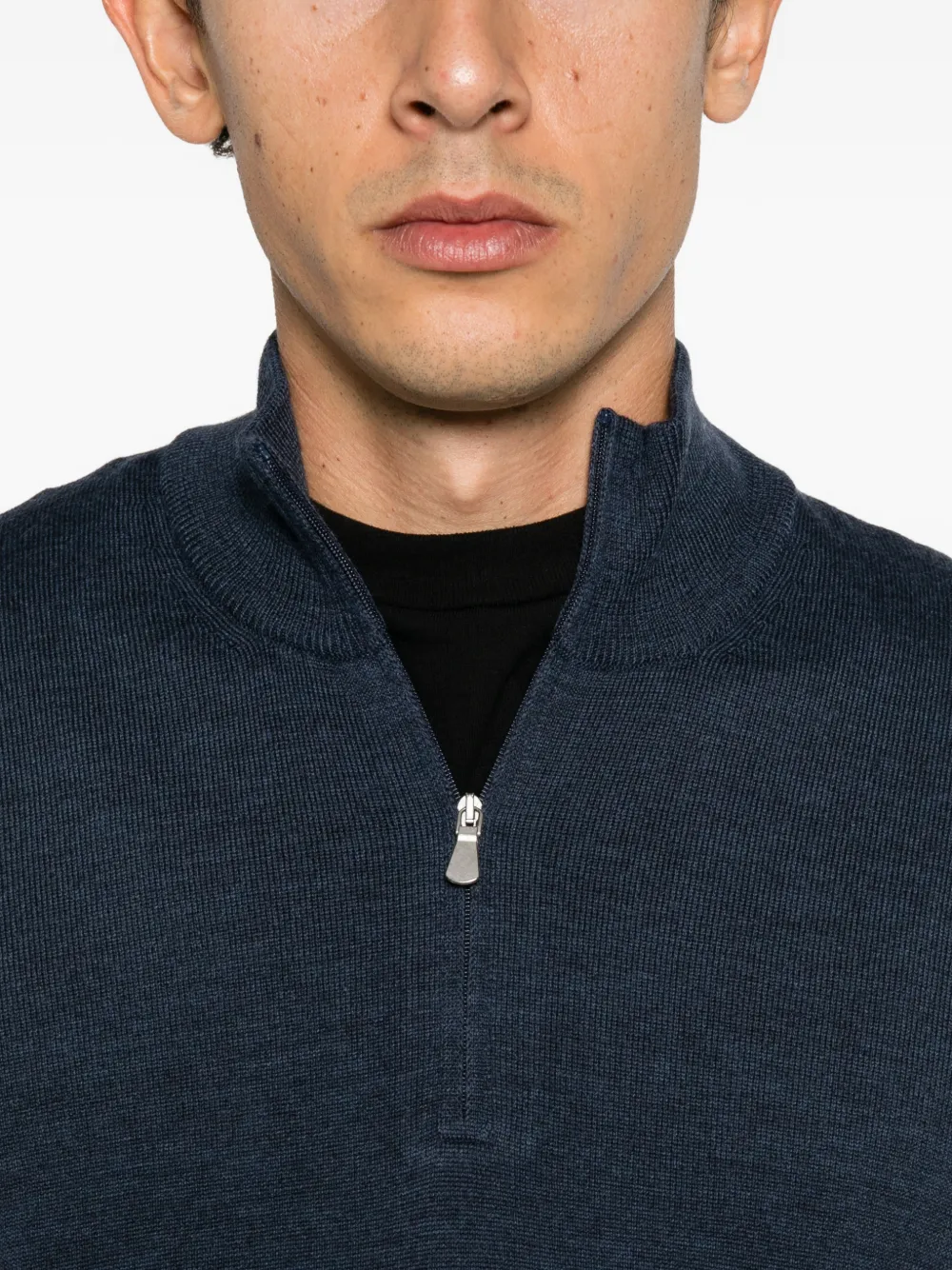 Barba quarter-zip knitted sweater Blauw