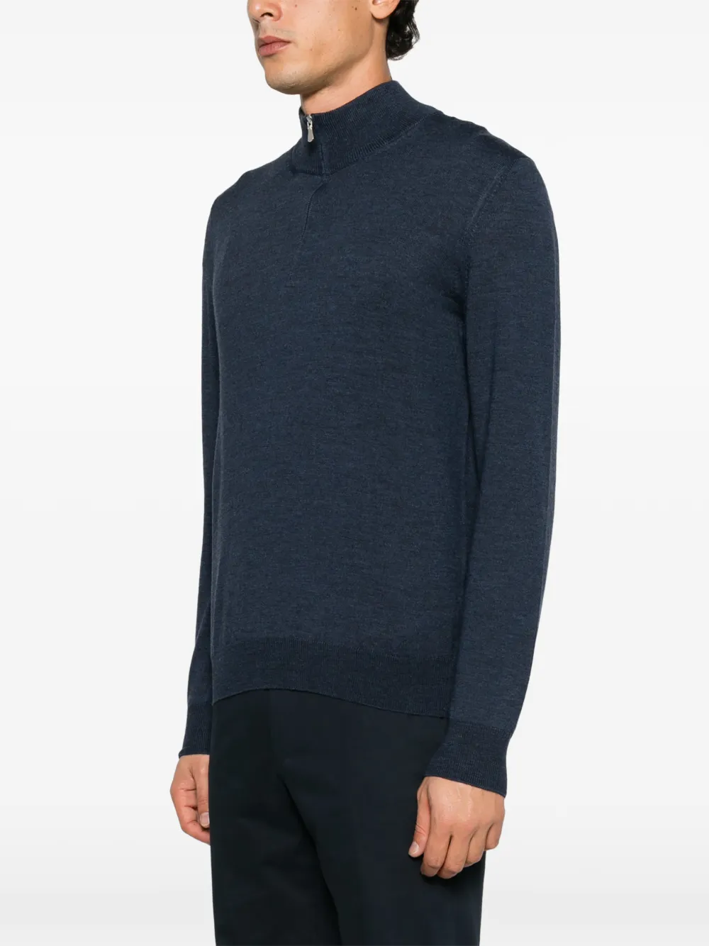 Barba quarter-zip knitted sweater Blauw