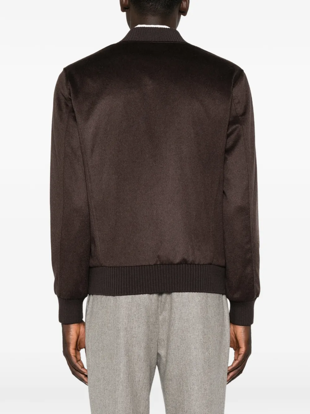 Barba ribbed-trim zip-up jacket Grijs