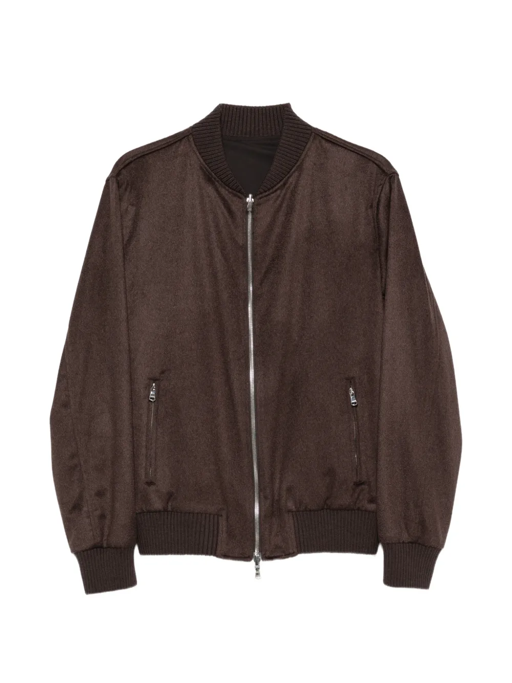 Barba ribbed-trim zip-up jacket - Grey