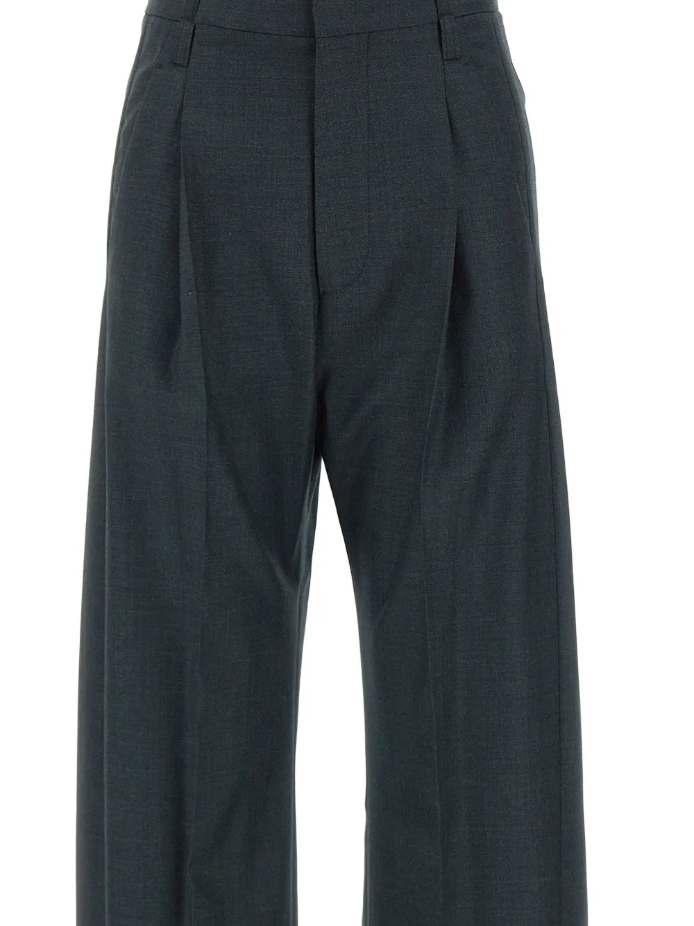 Victoria Beckham Ethel plooibroek van scheerwol Groen