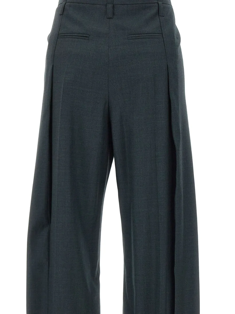 Victoria Beckham Ethel plooibroek van scheerwol Groen