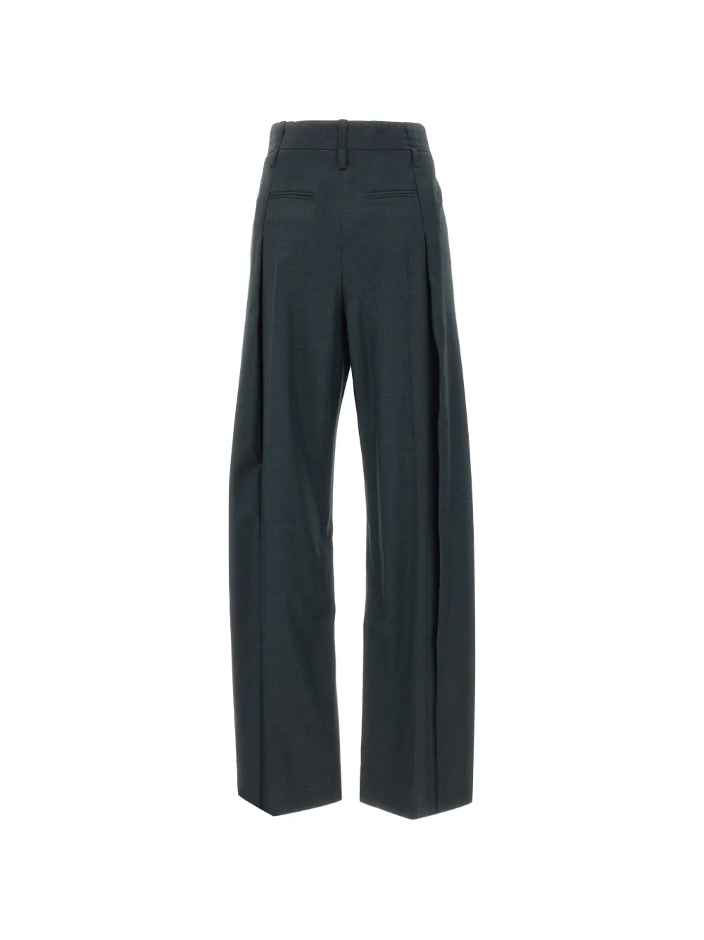 Victoria Beckham Ethel plooibroek van scheerwol Groen