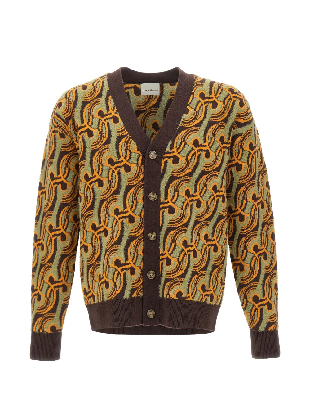 Drôle De Monsieur D Mirror Abstrait jacquard cardigan - Brown