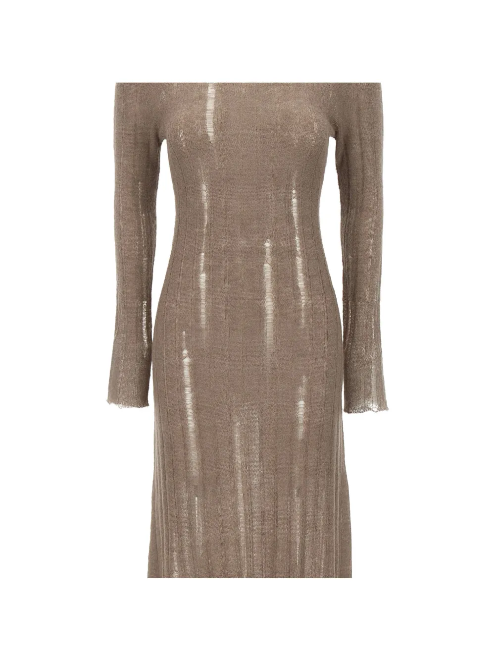 Fabiana Filippi Gerafelde ribgebreide maxi-jurk Beige